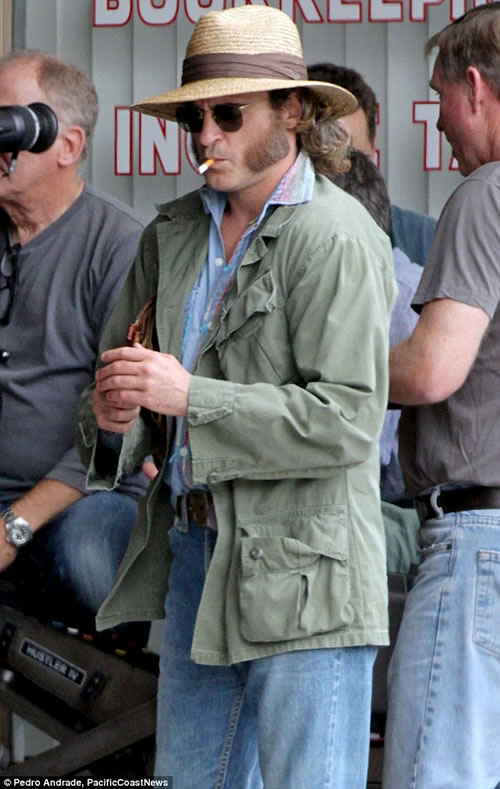 Joaquin Phoenix on the set of Inherent Vice